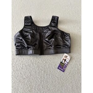 ENELL Sports Bra Womens 5 Black High Impact Zip Front Compression Support